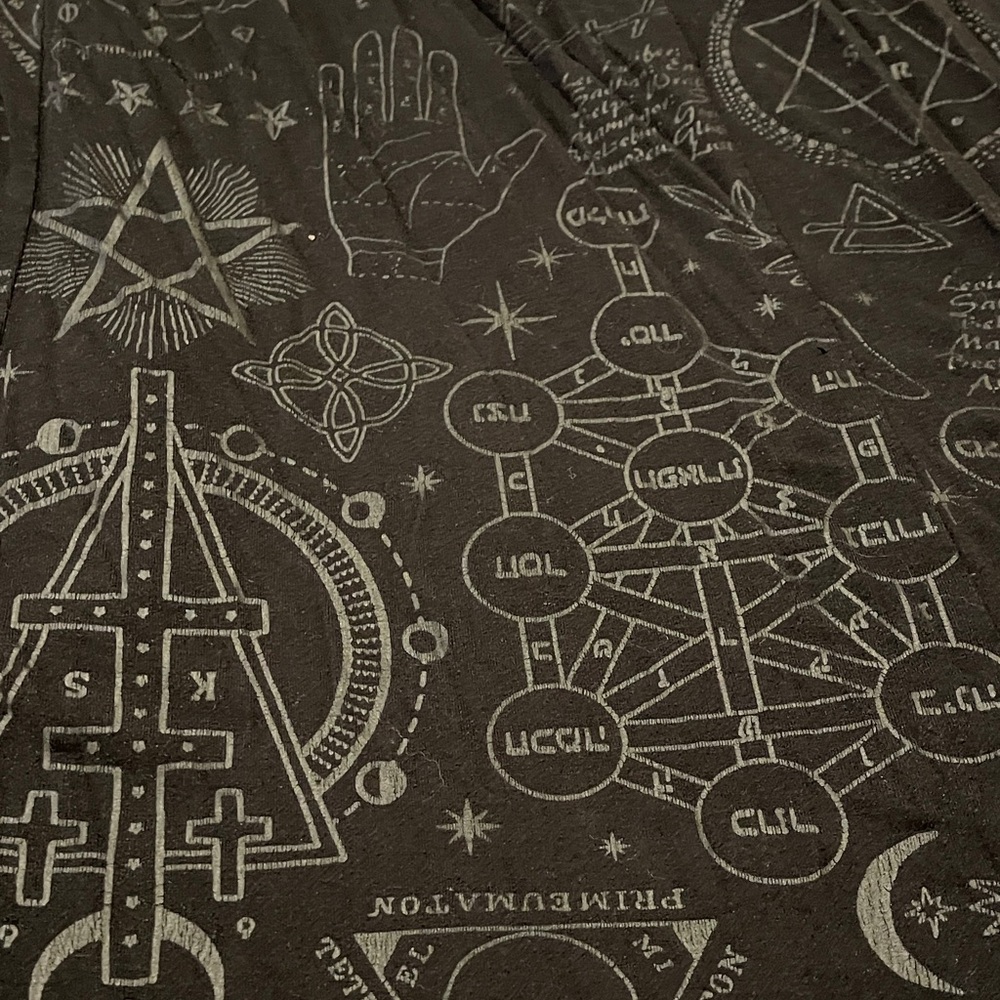 Killstar Black Maxi Skirt with Occult Patterns - Picture 3 of 9